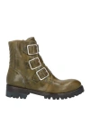La Bottega Di Lisa Woman Ankle Boots Military Green Size 6 Leather
