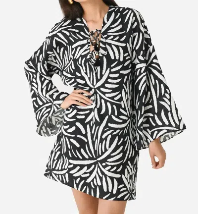 Pre-owned La Ca De  Cruz Turin Dress In Palm Bck/white