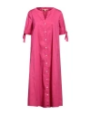La Camicia Woman Midi Dress Fuchsia Size 4 Cotton, Polyamide, Elastane In Pink