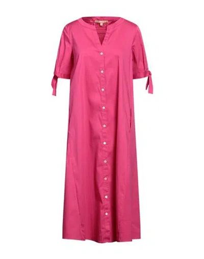 La Camicia Woman Midi Dress Fuchsia Size 4 Cotton, Polyamide, Elastane In Pink