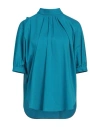 La Camicia Woman Top Azure Size 4 Cotton, Polyamide, Elastane In Blue