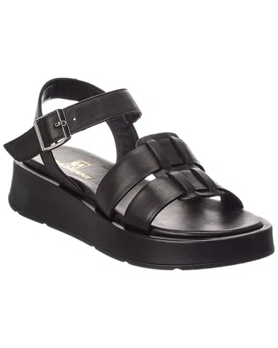 La Canadienne Acorn Leather Platform Sandal In Black