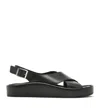 La Canadienne Axis Leather Flatform Sandal In Black
