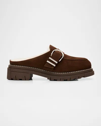 La Canadienne Agatha Shearling-lined Waterproof Suede Loafer Mules In Multi