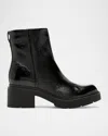 La Canadienne Alec Crinkle Leather Lug-sole Ankle Booties In Black