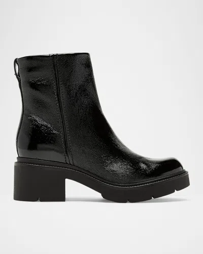 LA CANADIENNE ALEC CRINKLE LEATHER LUG-SOLE ANKLE BOOTIES
