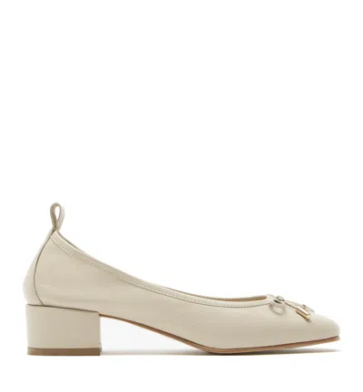 La Canadienne Amie Leather Heeled Ballerina In White