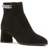La Canadienne Andrea Suede Chain Ankle Booties In Black Suede