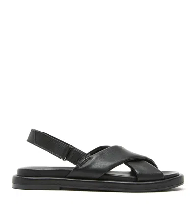 La Canadienne Art Leather Sandal In Black