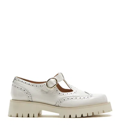 La Canadienne Buffy Crinkle Leather Loafer In White