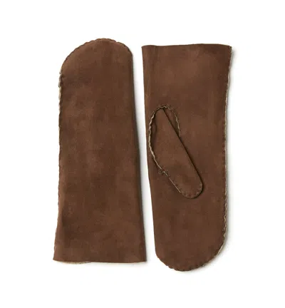 La Canadienne Cabane Shearling Lined Mitten In Brown