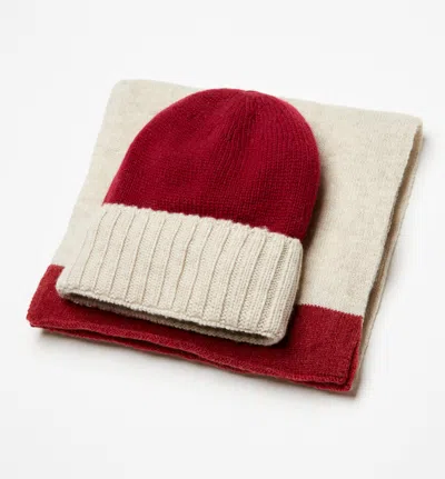 La Canadienne Cashmere Hat & Scarf Set (wanette & Winn) In Burgundy