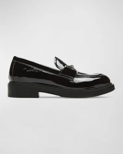 La Canadienne Celine Patent Chain Slip-on Loafers In Black