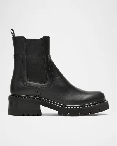 La Canadienne Cory Leather Lug-sole Chelsea Booties In Black