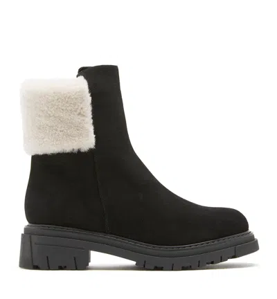 La Canadienne Dash Shearling Lined Suede Bootie In Black