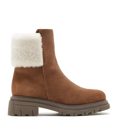La Canadienne Dash Shearling Lined Suede Bootie In Brown