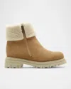 La Canadienne Declan Suede Shearling Winter Booties In Biscotti