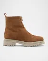 La Canadienne Delta Shearling-lined Suede Booties In Animal Print