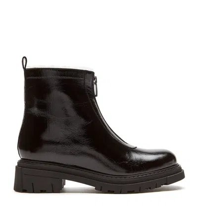 La Canadienne Delta Shearling-lined Crushed Leather Bootie In Black