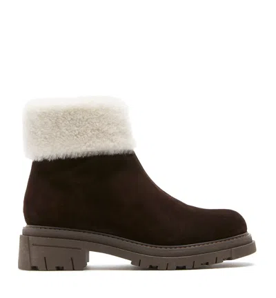 La Canadienne Dennis Shearling-lined Suede Bootie In Brunette