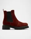 La Canadienne Derrick Shearling-lined Suede Chelsea Booties In Burgundy