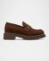 La Canadienne Donny Suede Platform Penny Loafers In Black