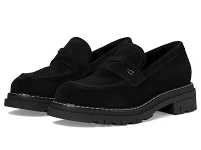 La Canadienne Donny Suede Platform Penny Loafers In Black