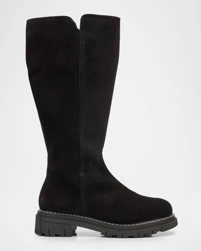 La Canadienne Dimitri Shearling-lined Waterproof Suede Knee-high Boots In Black