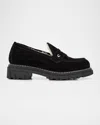 La Canadienne Donny Suede Platform Penny Loafers In Black