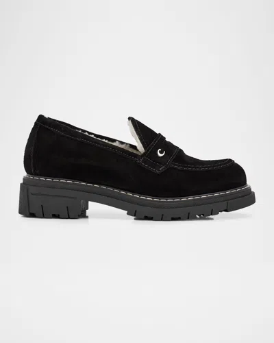 LA CANADIENNE DONNY SUEDE PLATFORM PENNY LOAFERS