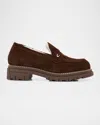 La Canadienne Donny Suede Platform Penny Loafers In Brown