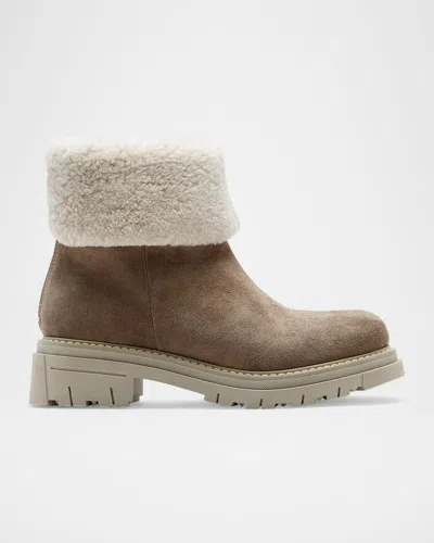 La Canadienne Dwayne Shearling-lined Suede Booties In Animal Print