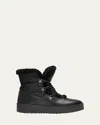 La Canadienne Eddie Nylon Shearling Lace-up Winter Boots In Black