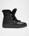 La Canadienne Eddie Nylon Shearling Lace-up Winter Boots In Black