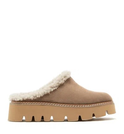 La Canadienne Era Shearling Lined Suede Mule In Toast