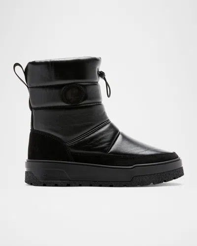 La Canadienne Eric Shearling-lined Puffed Leather Snow Boots In Black