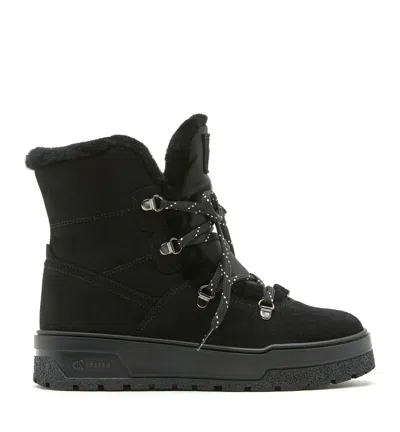 La Canadienne Excellent Shearling Lined Suede Bootie In Black
