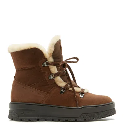 La Canadienne Excellent Shearling Lined Suede Bootie In Brown