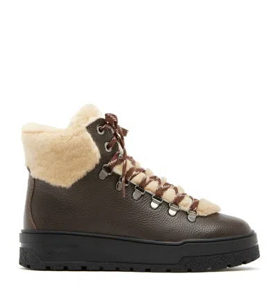 La Canadienne Expert Shearling Lined Leather Bootie In Brown