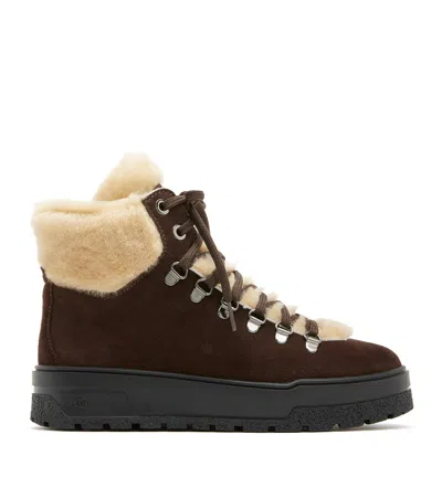 La Canadienne Expert Shearling Lined Suede Bootie In Brunette