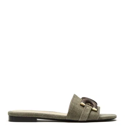 La Canadienne Fiery Denim Sandal In Khaki