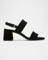 La Canadienne Flemming Suede Dual-strap Slingback Sandals In Black