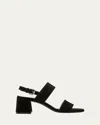 La Canadienne Flemming Suede Dual-strap Slingback Sandals In Black