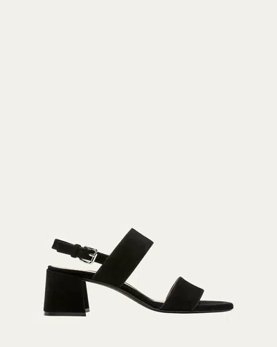 La Canadienne Flemming Suede Dual-strap Slingback Sandals In Black