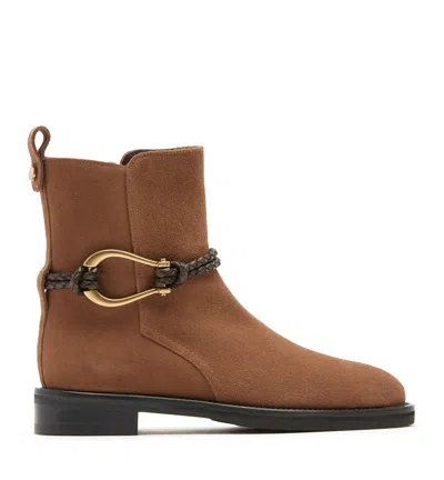 La Canadienne Frankee Suede Bootie In Caramel