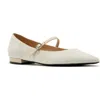 La Canadienne Fritz Suede Mary Jane Ballerina Flats In White