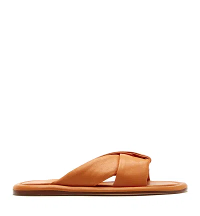 La Canadienne Gabriella Leather Sandal In Orange