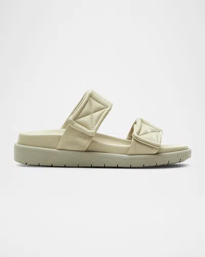 La Canadienne Glena Leather Padded Dual-strap Slide Sandals In White