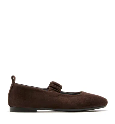 La Canadienne Glorius Suede Mary Jane Flat In Brunette