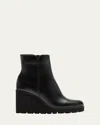 La Canadienne Go Leather Wedge Ankle Booties In Black